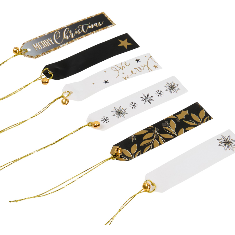 Pack of 12 Black and Gold Luxury Gift Tags - Black Image 2
