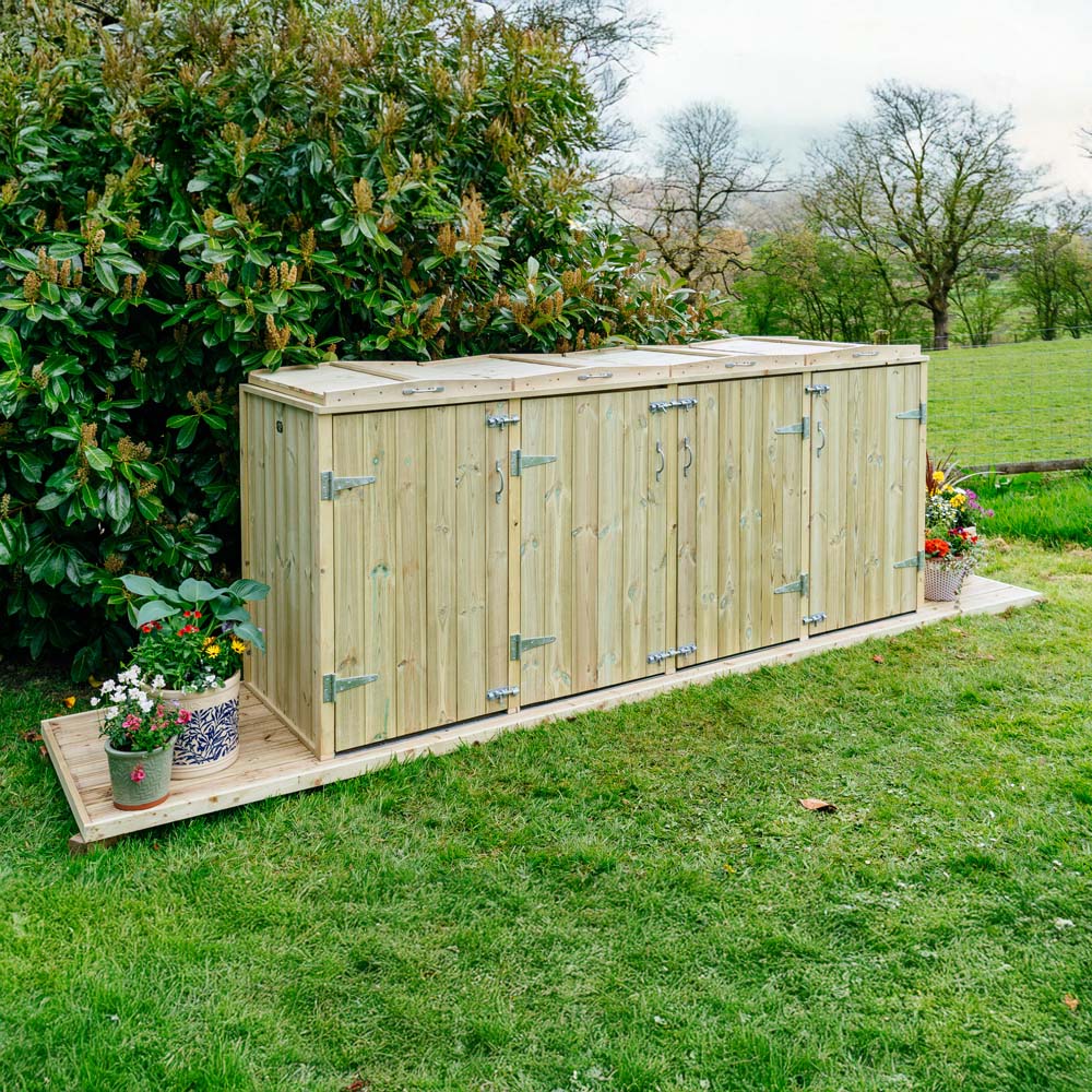 The Garden Village Shireburn 240L Quad Wheelie Bin Shed Image 2