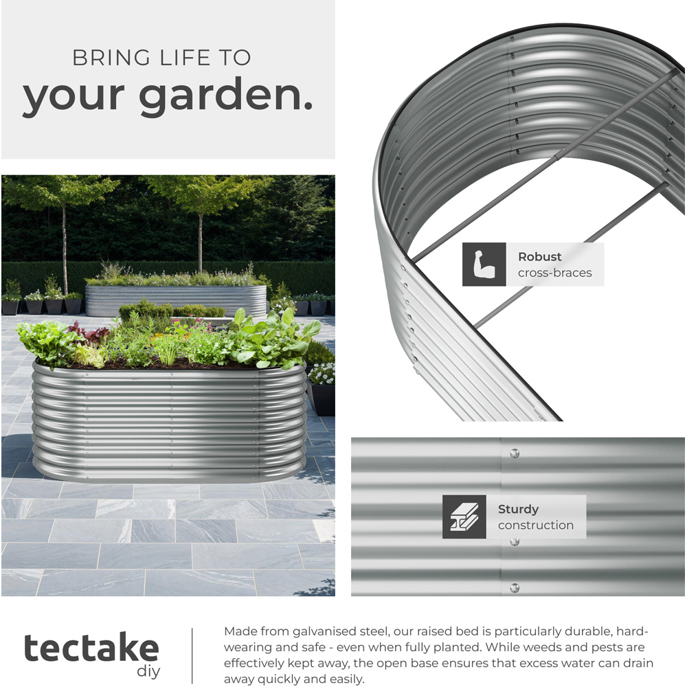 tectake Flormma 200 x 100cm Silver Galvanised Steel Raised Garden Bed Image 5