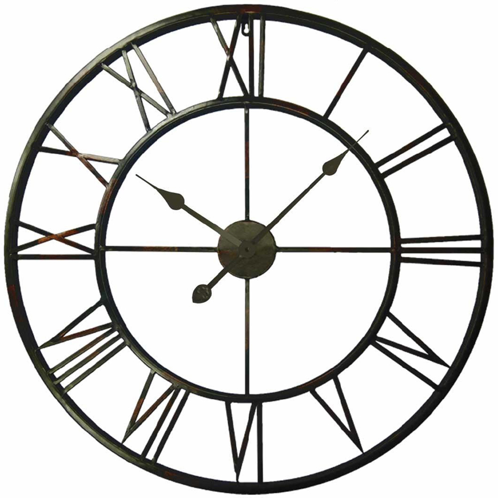 Walplus Brown Roman Numeral Iron Wall Clock 56cm Image 1