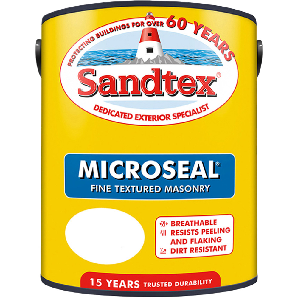 Sandtex Retail Brilliant White Textured Microseal Masonry Paint 5L Image 2