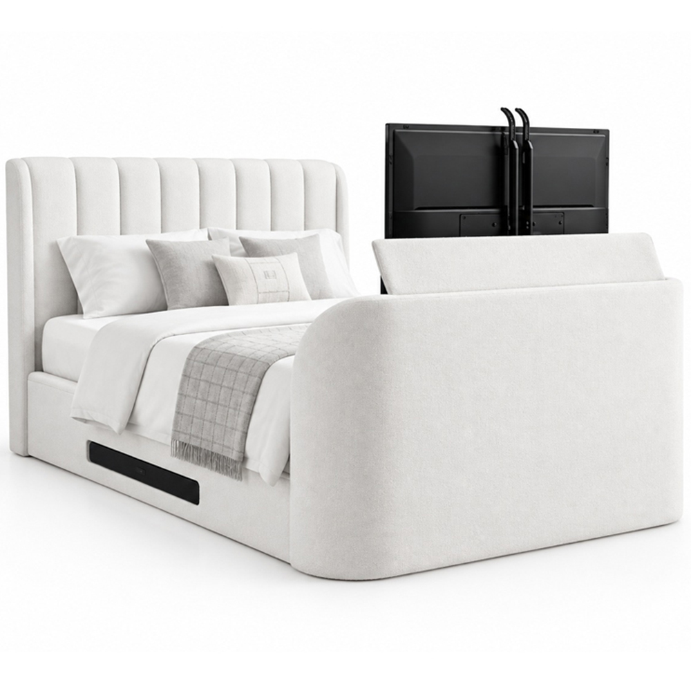 Webb Daniels Mayfair Super King Size Natural Fabric Ottoman Media TV Bed with 2.1 Soundbar Image 3