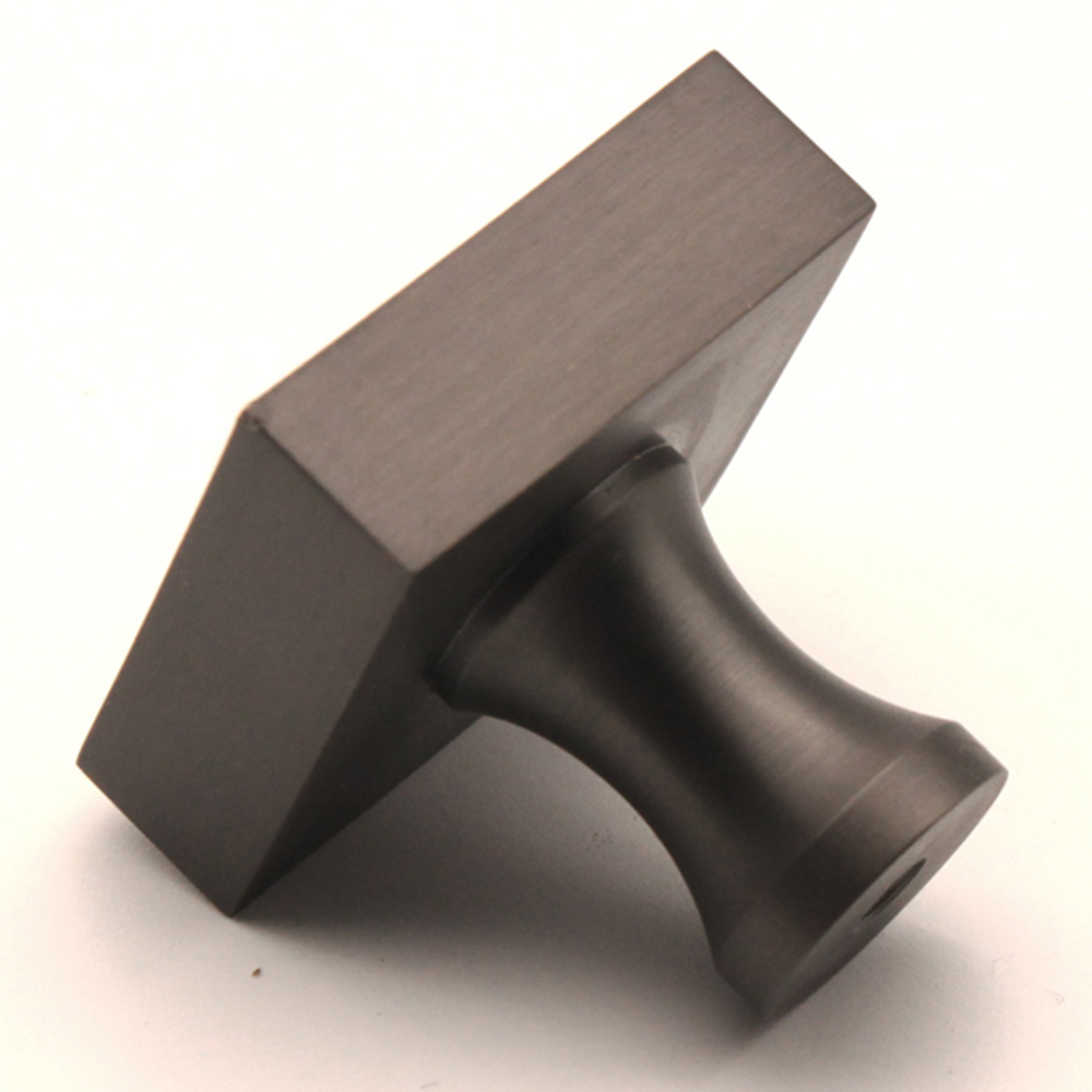 Spira Brass Gunmetal Grey Square 38mm Cupboard Knob Image 4