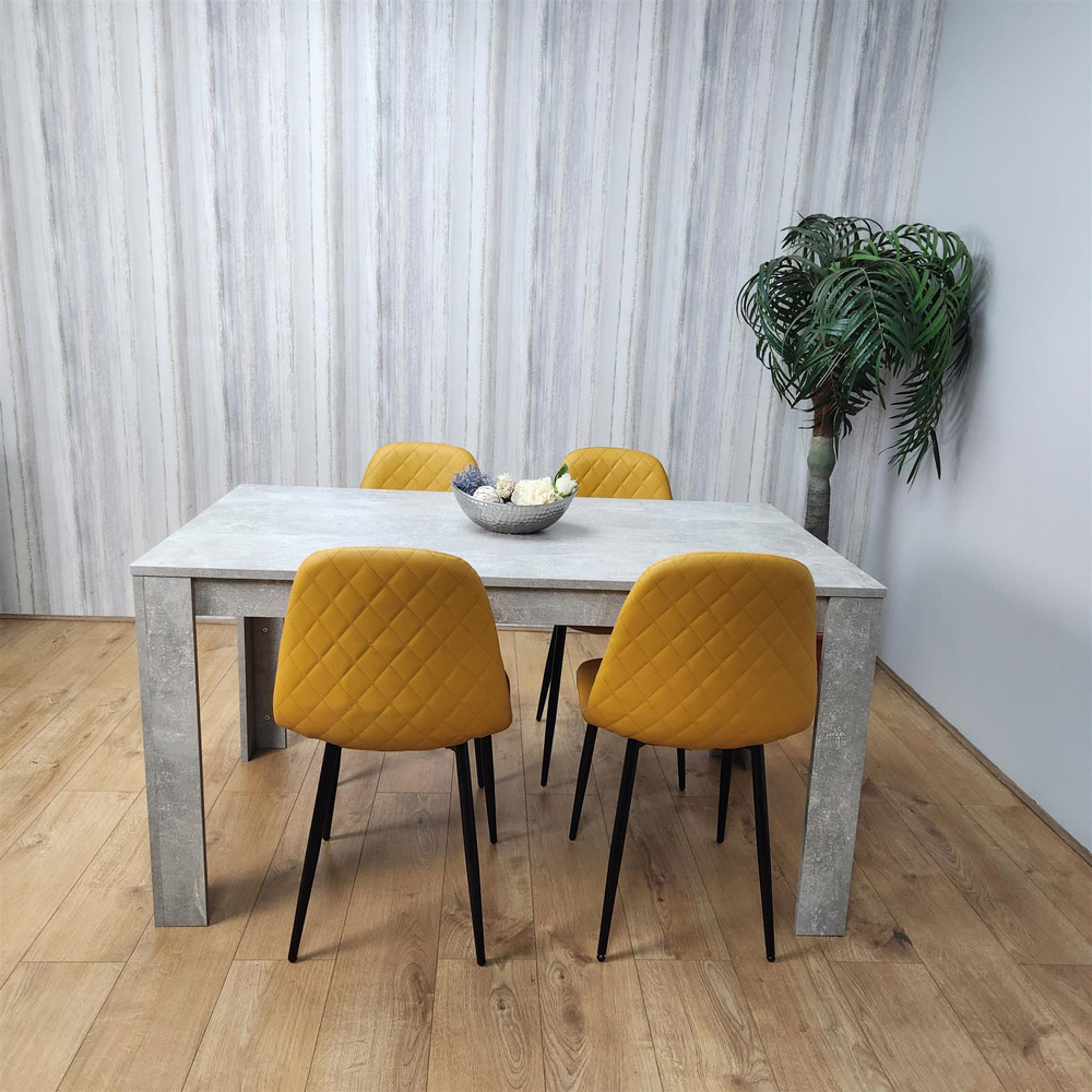 Portland 4 Seater Dining Set Stone Grey Effect and Mustard Image 6