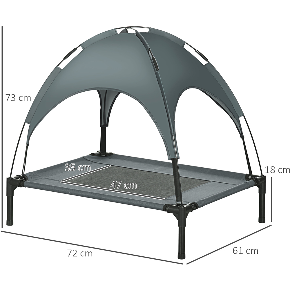 PawHut 73cm Grey Elevated Dog Bed with UV Protection Canopy Image 7