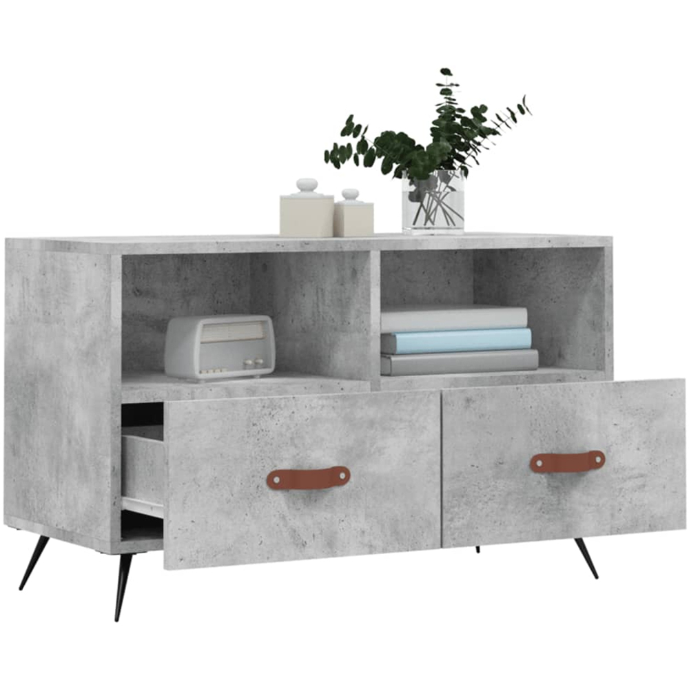 vidaXL 2 Drawer 2 Shelf Concrete Grey TV Cabinet Image 4