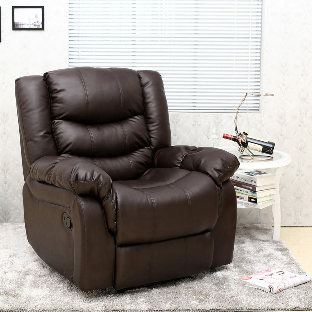 Furniture Online Seattle Brown Bonded Leather Manual Recliner Chair Image 7