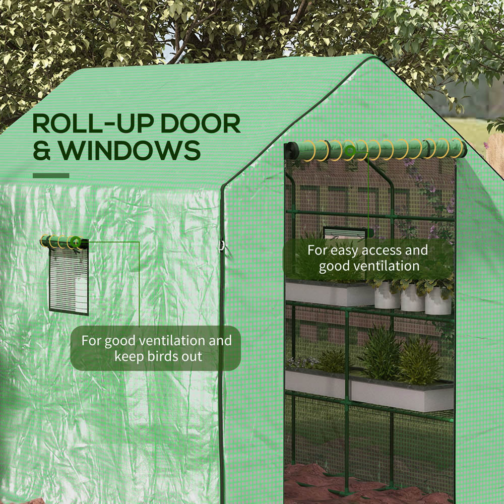 Outsunny Green Plastic 4.5 x 7ft Walk In Outdoor Greenhouse Image 6