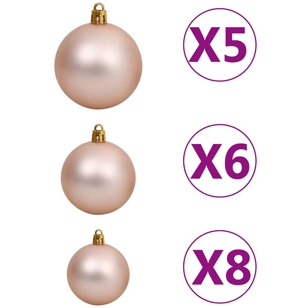 vidaXL White Artificial Christmas Tree with LEDs Rose Gold Decoration Ornaments 5ft Image 7