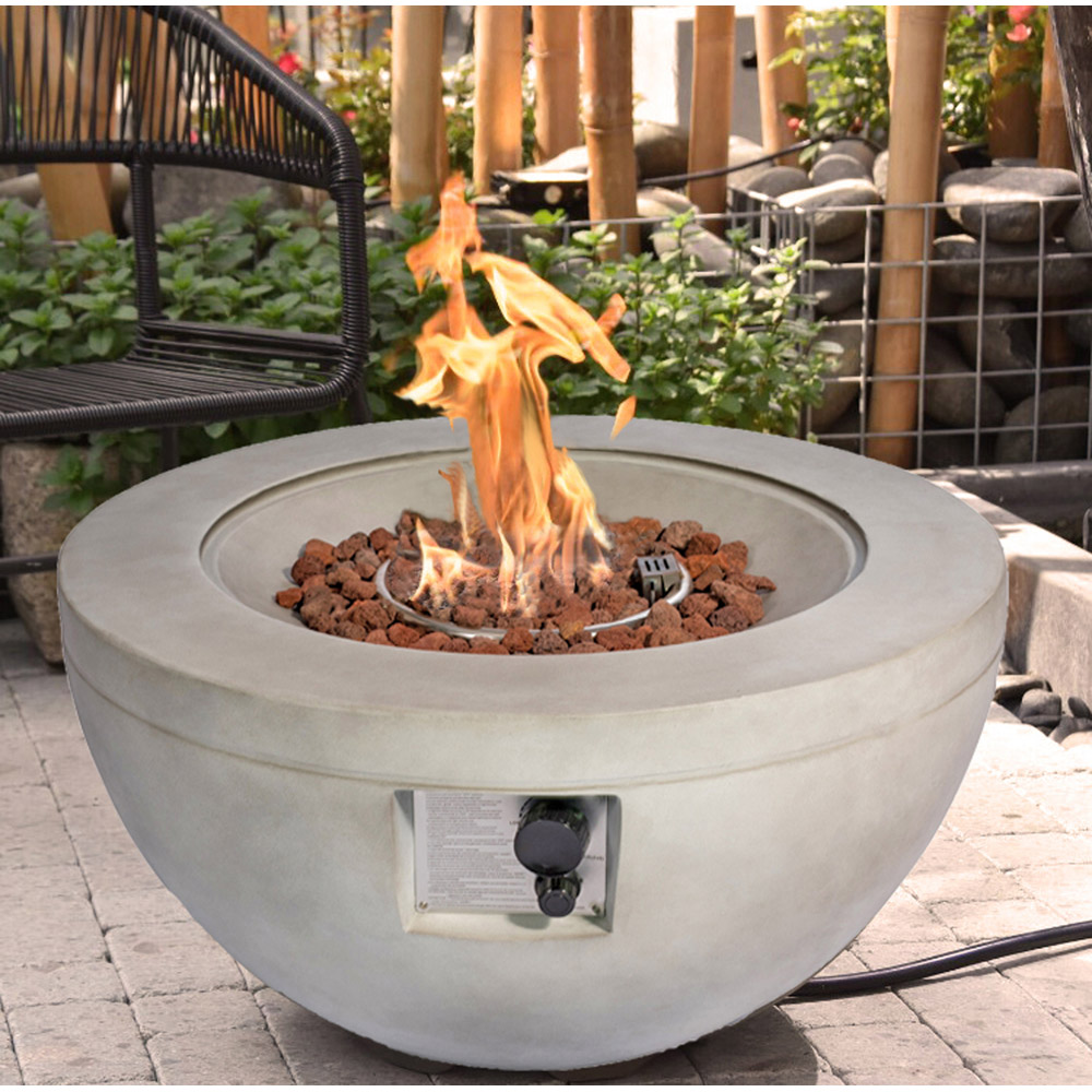 MDA Designs Tabiti Light Stone Propane Outdoor Firepit Image 9