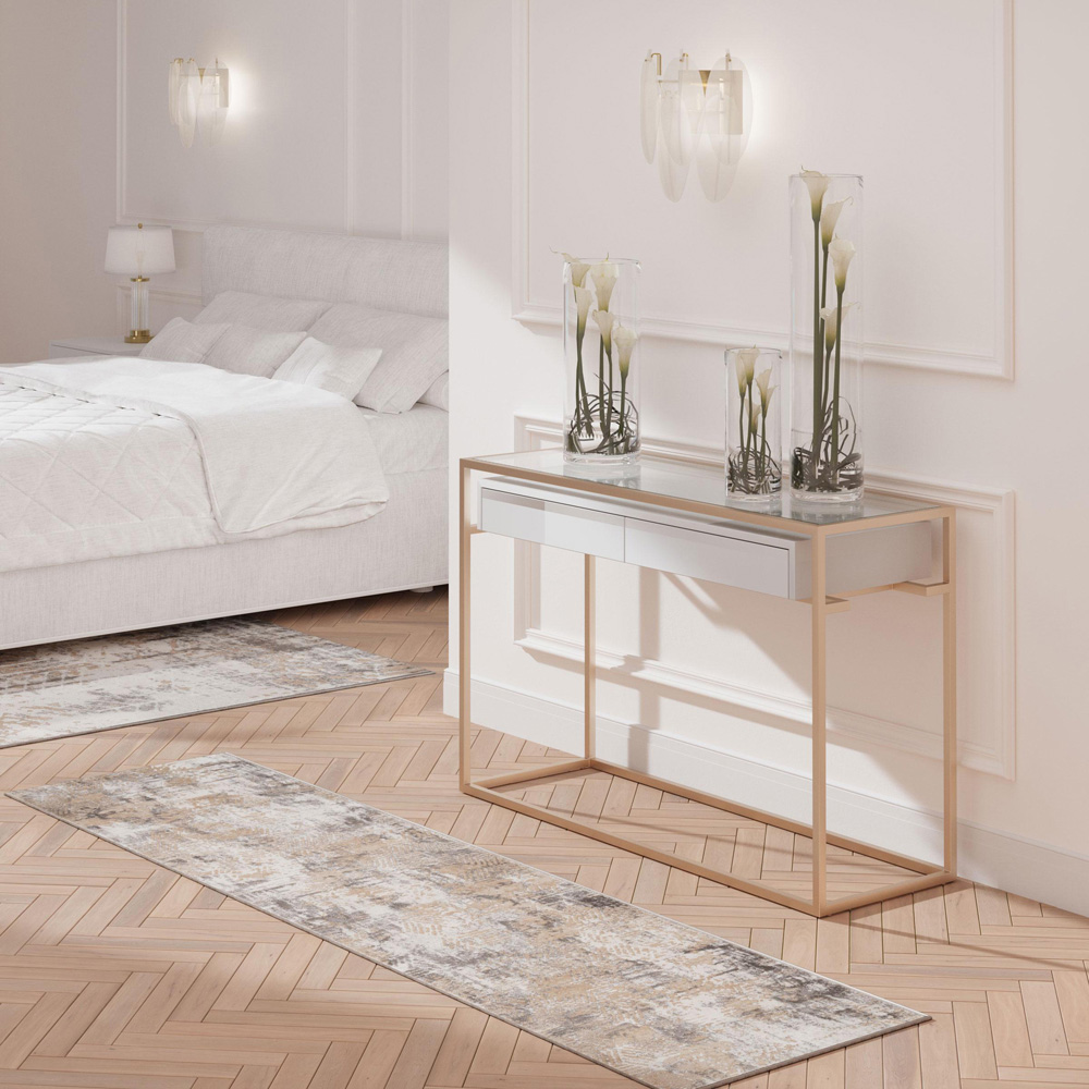Kukoon Hatton Busby Beige Abstract Rug 60 x 240cm Image 3