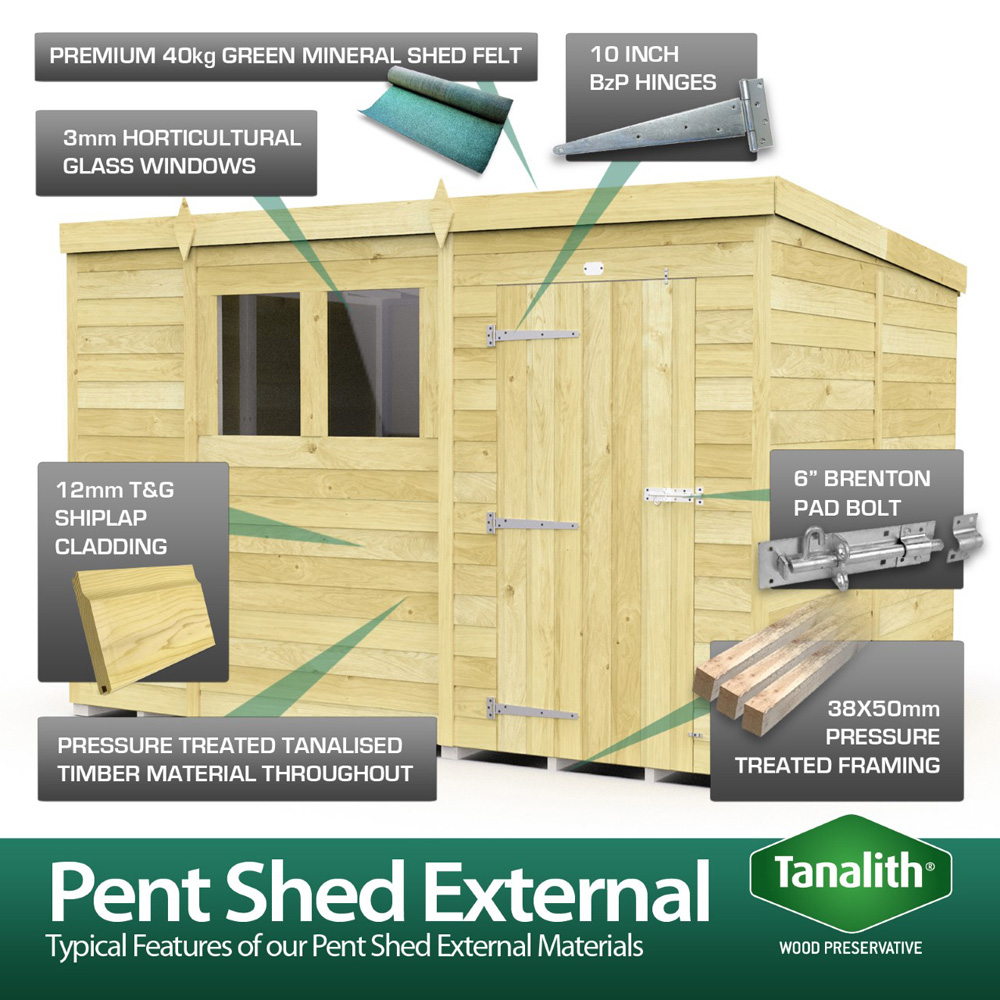 DIY Sheds 18 x 4ft Tongue and Groove Timber Pent Security Shed Image 7