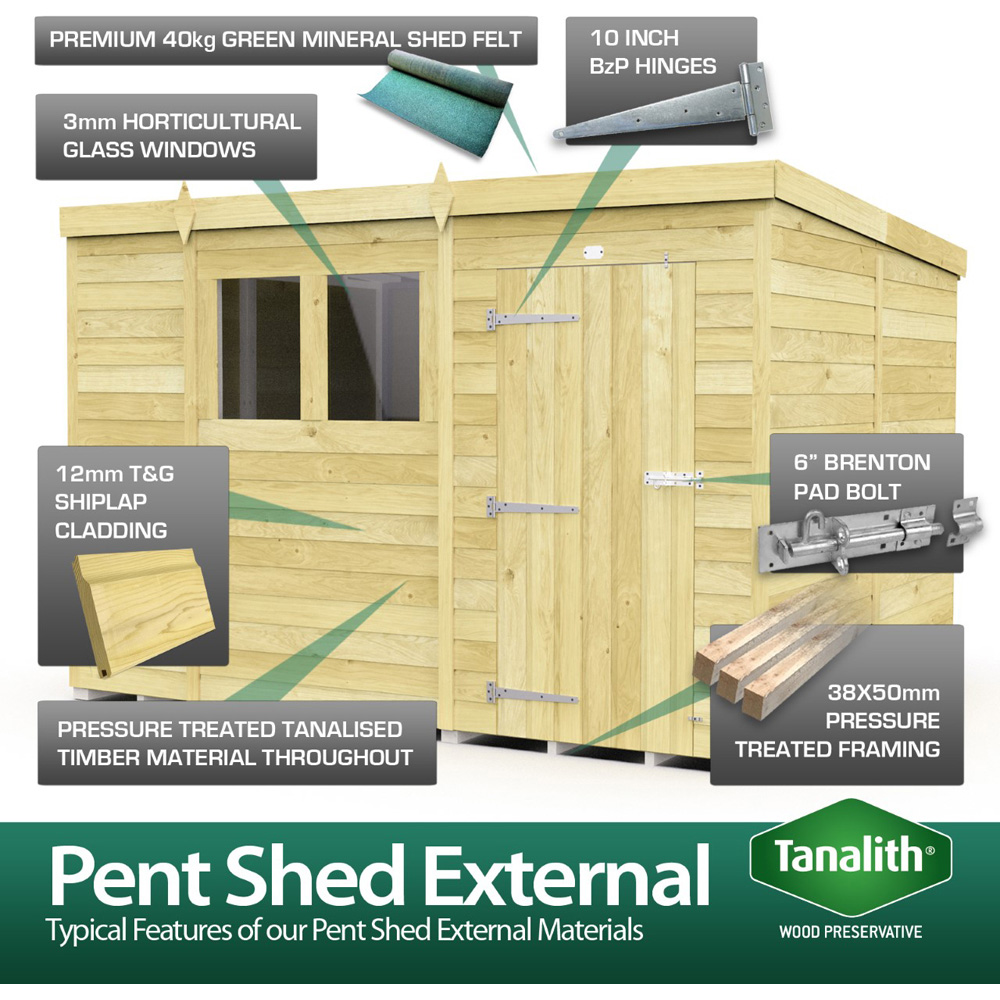 DIY Sheds 15 x 4ft Tongue and Groove Timber Pent Garden Shed Image 7