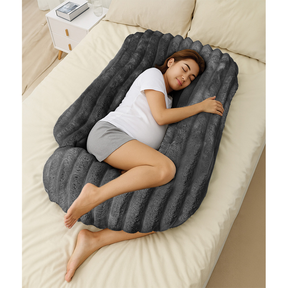 Velosso Charcoal Jumbo Cord Maternity Pillow 135 x 75cm Image 2