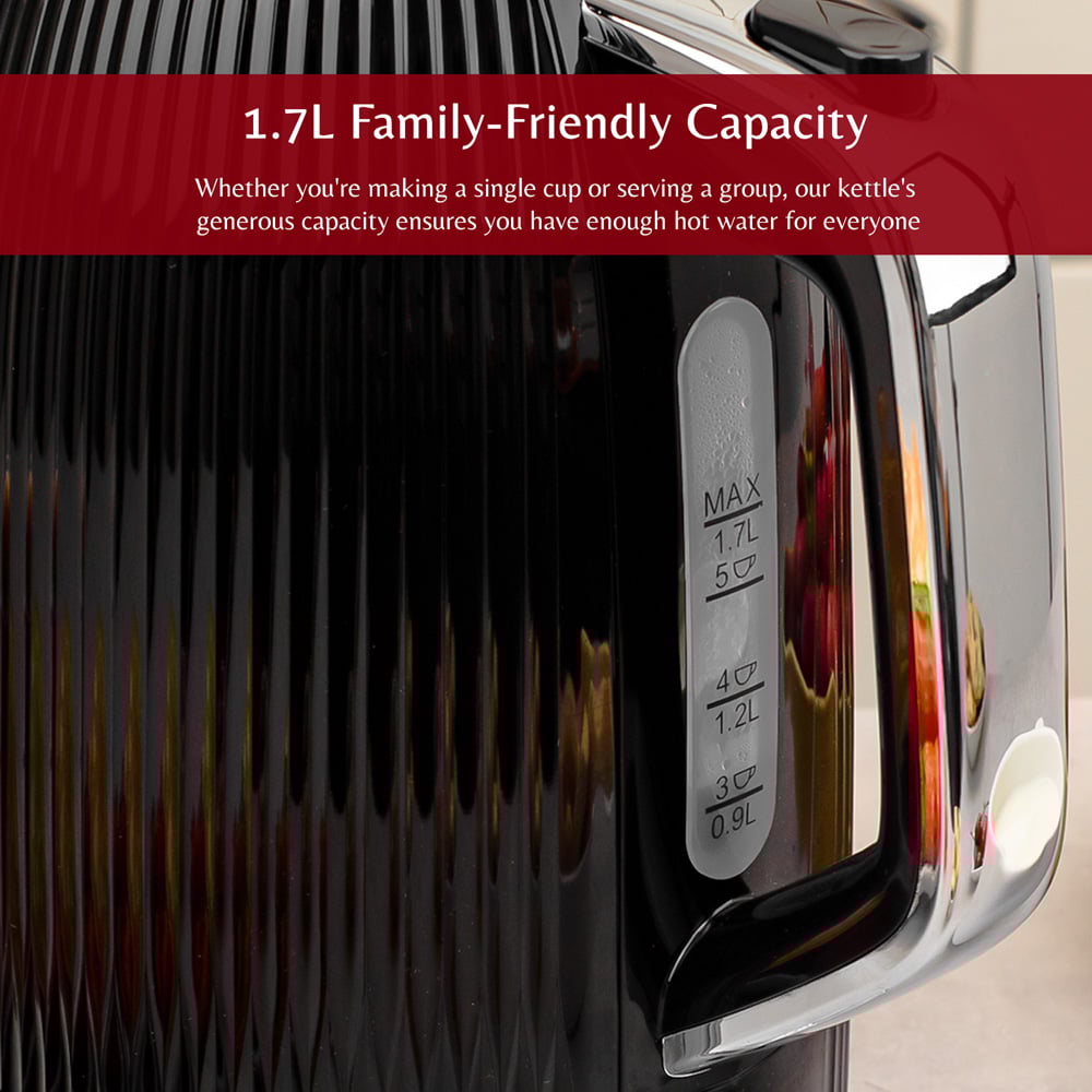 Innoteck Kitchen Pro Black 1.7L Cordless Ridged Electric Kettle 3000W Image 5