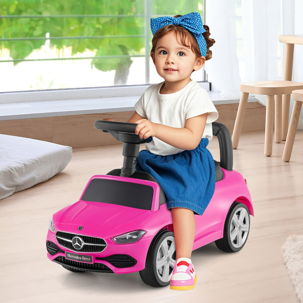Costway Kids Pink Licensed Mercedes Benz Ride On Sliding Car with Horn and Engine Sound Image 4