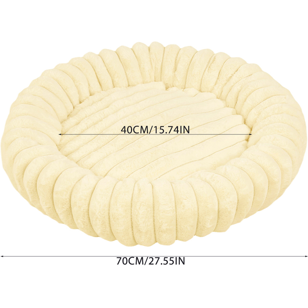 H&O Direct 70cm Yellow Round Soft Warm Pet Bed Image 6