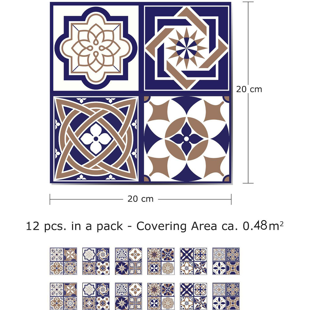 Walplus Royal Tiles Deep Blue Tile Sticker 12 Pack Image 6