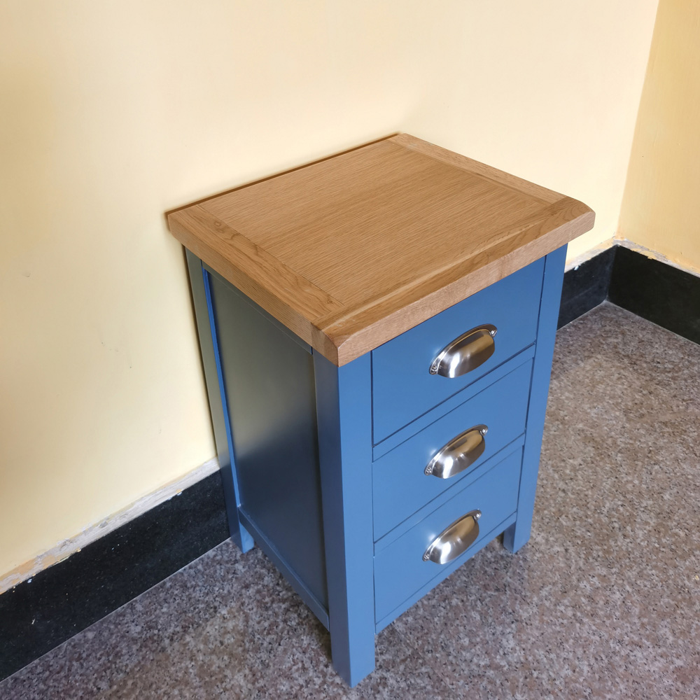 Furniture One 3 Drawer Blue Bedside Table Image 4
