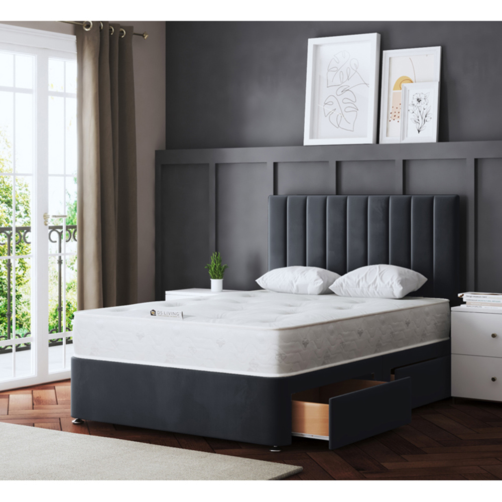 DS Living Amelia King Size Steel Upholstered Panel Divan Bed with 2 Drawer Image 5
