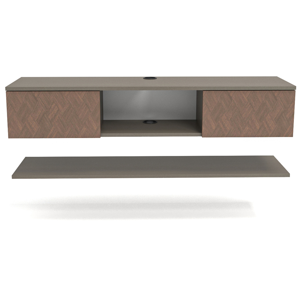 Decorotika Elia 2 Door Single Shelf Galaxy Vintage Wall Mounted TV Unit with Wall Shelf Image 3