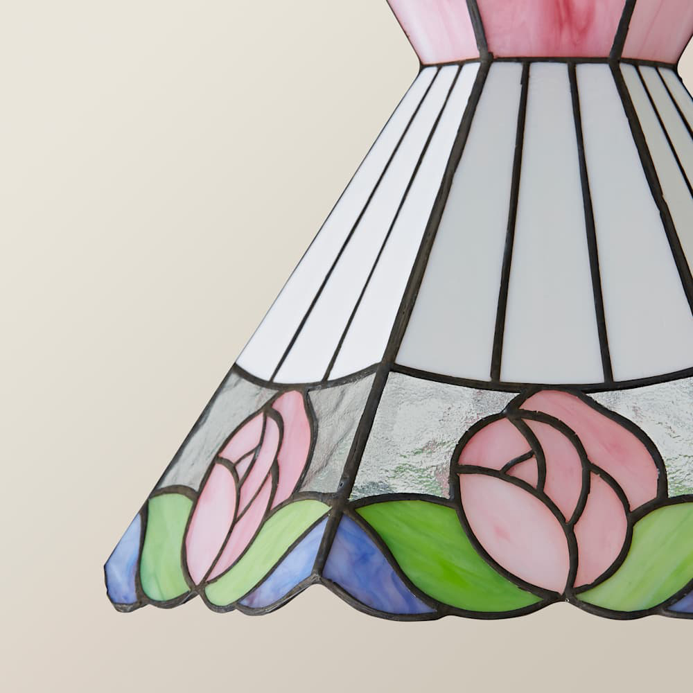 ValueLights Evelyn Tiffany Rose Glass Ceiling Pendant Lamp Shade Image 5