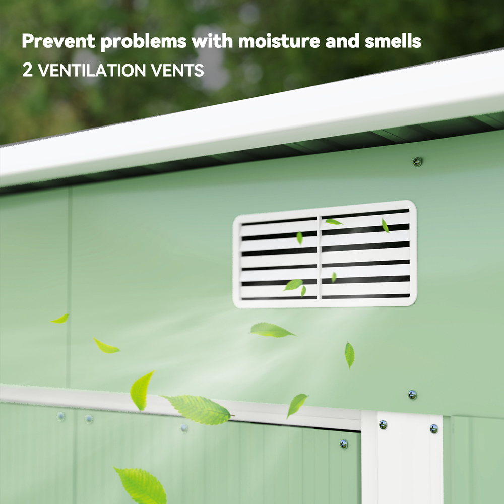 Outsunny 6.8 x 4.3ft Light Green Metal Pent Garden Shed Image 7