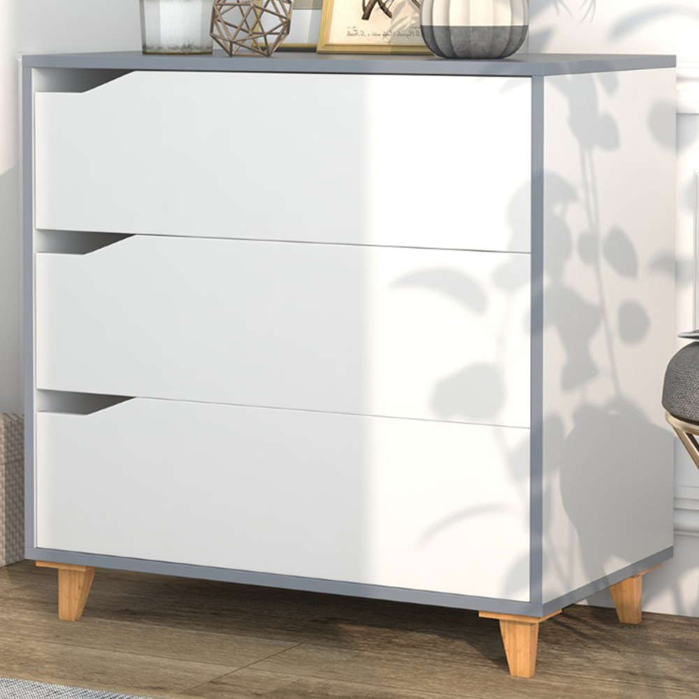 Costway 3 Drawer White Chest of Drawers Image 1