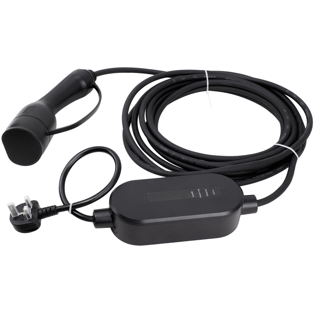 Living and Home Black Type 2 to 3 Pin Plug EV Charger Cable 8m with LED Indicator Image 1