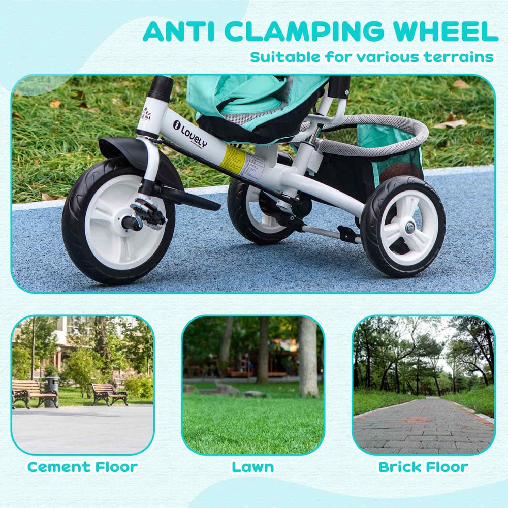 Tommy Toys Green 6 in 1 Kids Trike with Parent Handle Image 7