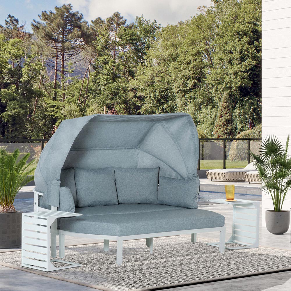Outsunny 3 Seater Aluminium Outdoor Sofa Lounge Set with Canopy and Long Bench Image 4