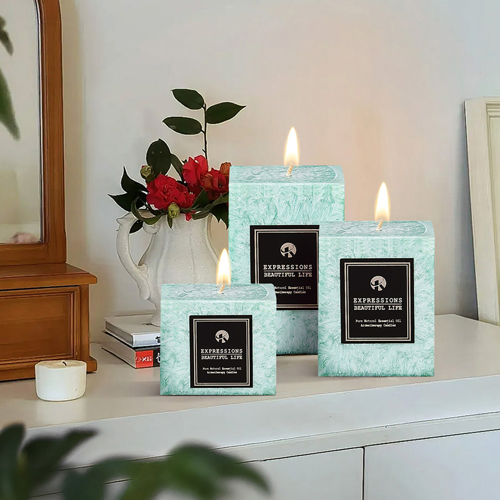 Living and Home Green Lime Basil Scented Candle Set of 3 Image 6