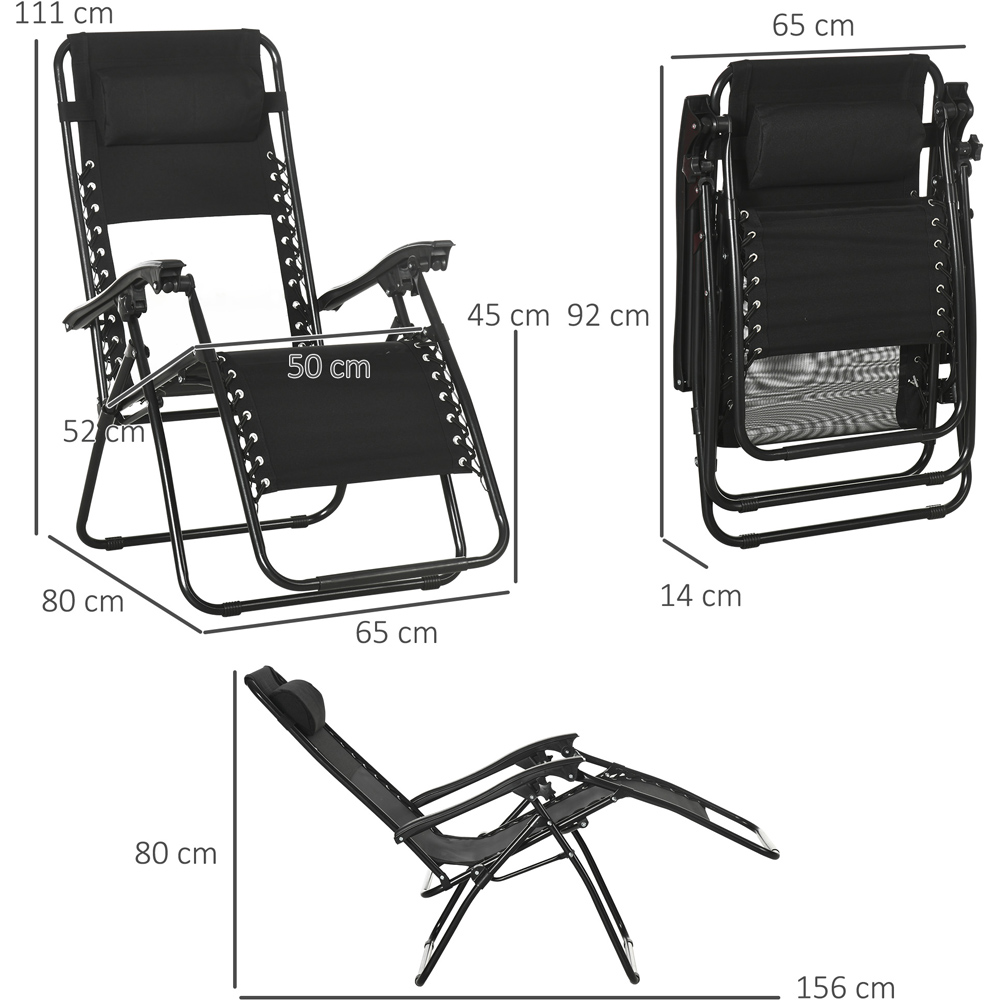 Outsunny Set of 2 Black Zero Gravity Foldable Garden Recliner Chair Image 7