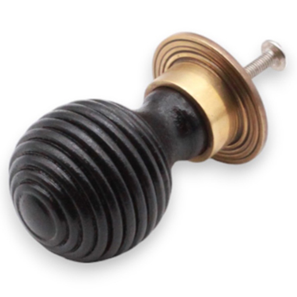 Spira Brass Ebonised Preston Aged Brass Cupboard Knob 38mm Image 3
