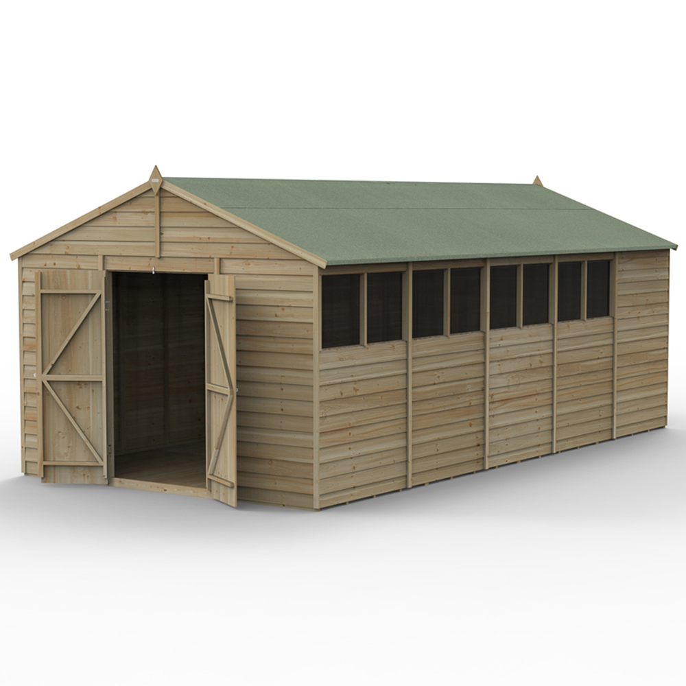 Forest Garden 4LIFE 10 x 20ft Double Door 8 Windows Apex Shed Image 3