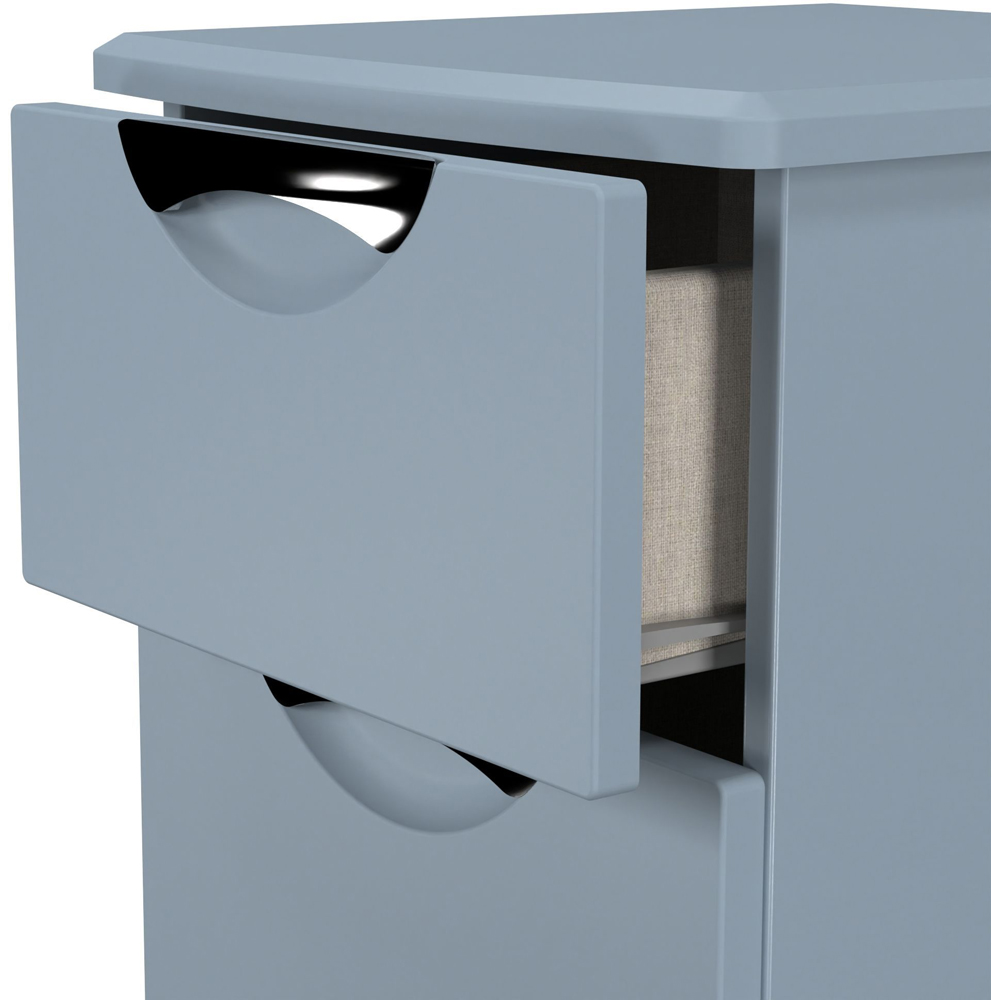 Crowndale Camden 2 Drawer Denim Blue Compact Bedside Cabinet Ready Assembled Image 6