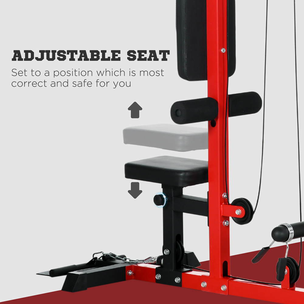 SPORTNOW Red and Black Pull Up Station with Adjustable Seat Image 6