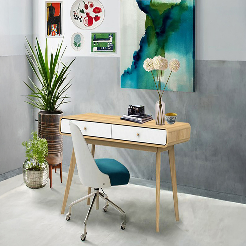 Loft24 Cassie 2 Drawer Oak White Compact Desk Image 6