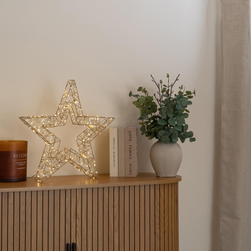 Samuel Alexander 240 Warm White LED Gold Star Christmas Decoration with Timer 50cm Image 2