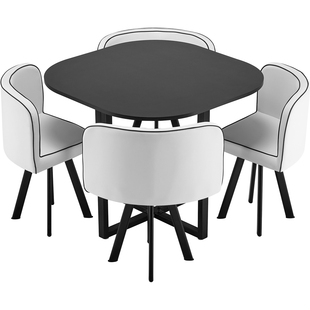 Comfy Living Metal 4 Seater Dining Set Black and White Image 2