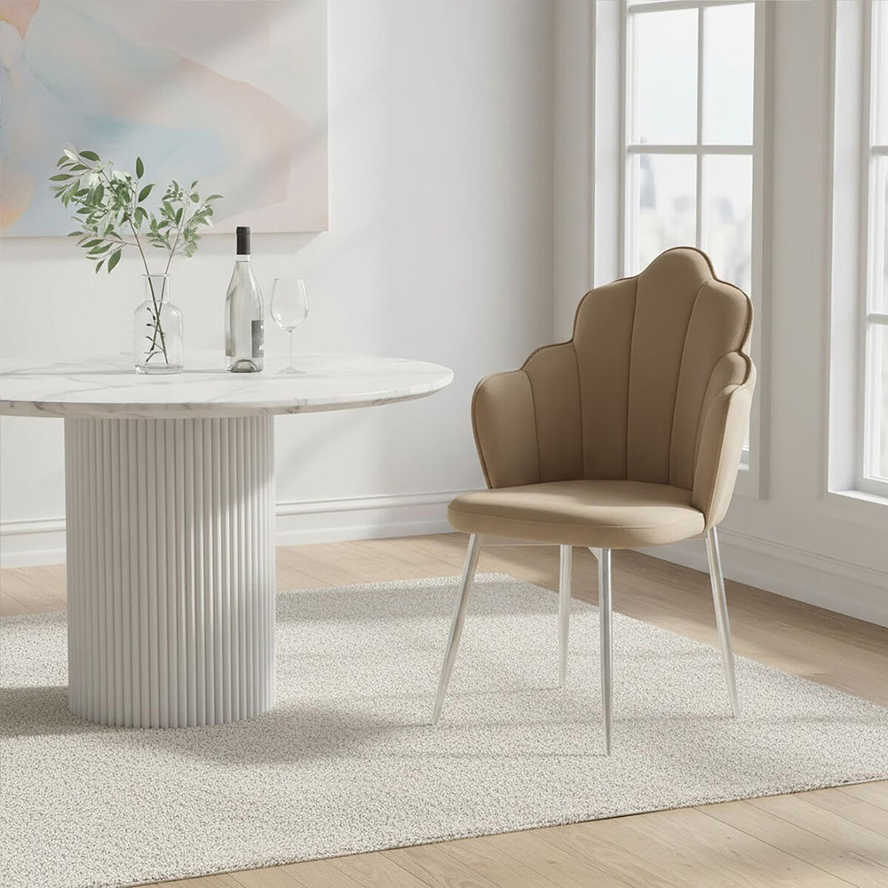Premier Housewares Tian Mink Velvet Upholstered Dining Chair Image 3