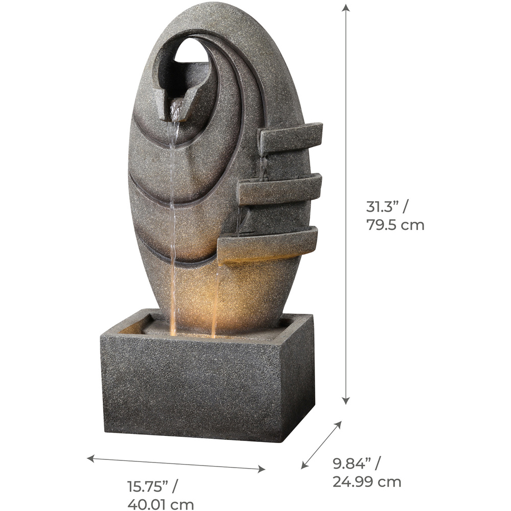 Teamson Home Grey Modern Oval Outdoor Fountain Image 9