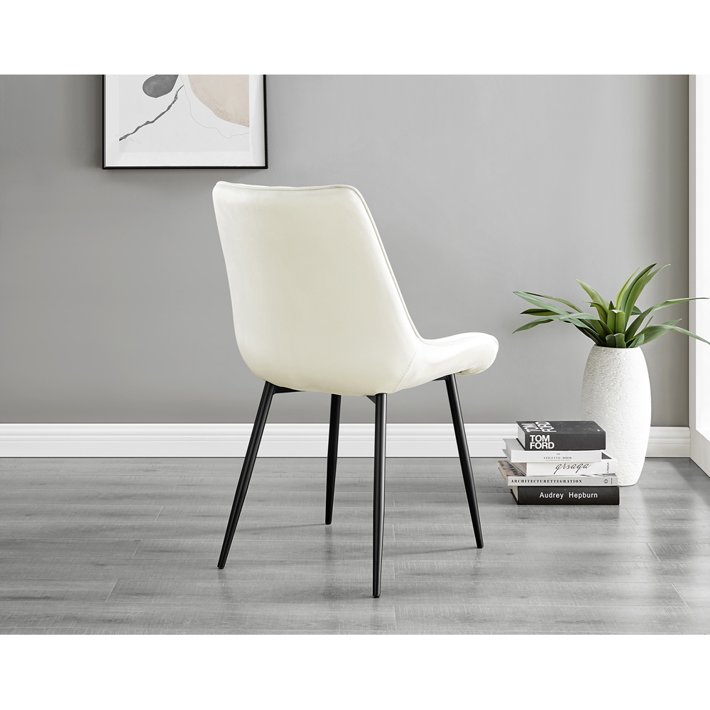 Furniturebox Cesano Set of 2 Cream and Black Velvet Dining Chair Image 4