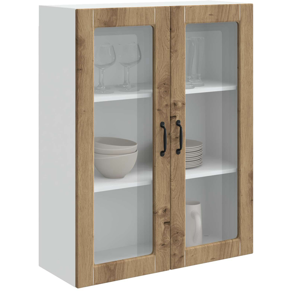 vidaXL 2 Glass Door Artisan Oak Kitchen Wall Cabinet Image 3