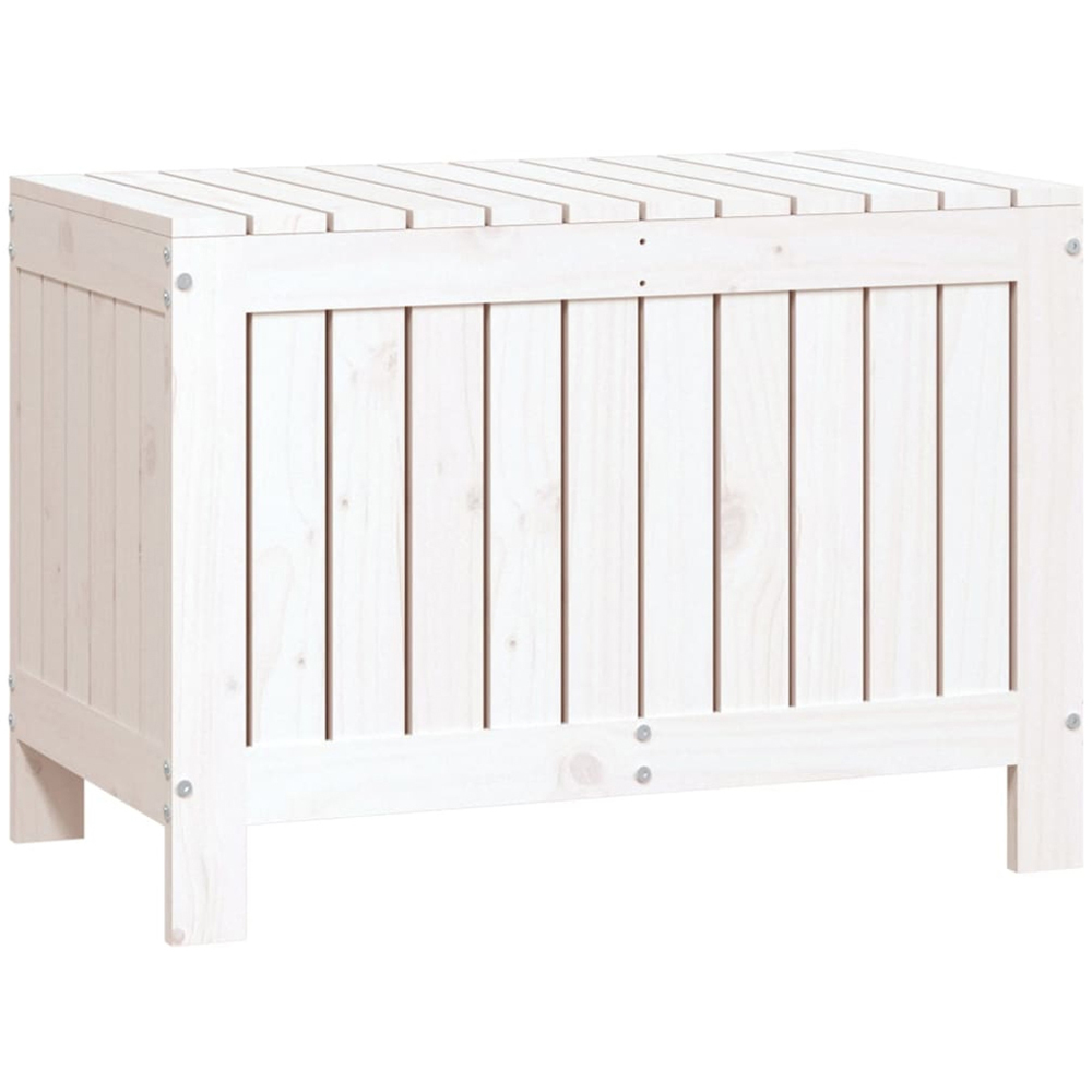 vidaXL 54 x 76 x 42.5cm White Pine Wood Garden Storage Box Image 1