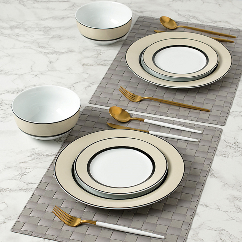 Waterside York Cream Band 12 Piece Dinner Set Image 2