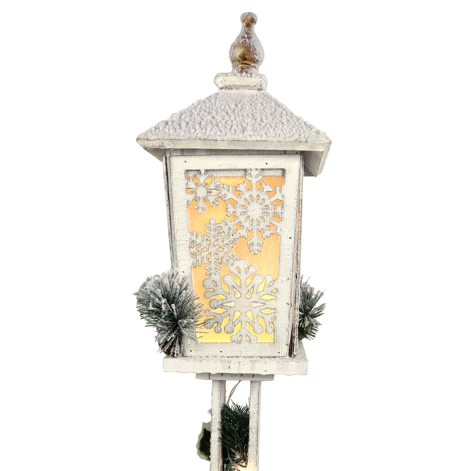 Frosted Fairytale White Snowy Wood Lantern Decoration Ornament Image 4
