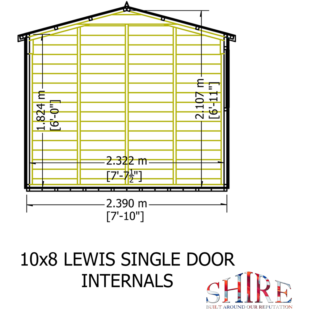 Shire Lewis 10 x 8ft Wooden Shiplap Apex Shed Image 8
