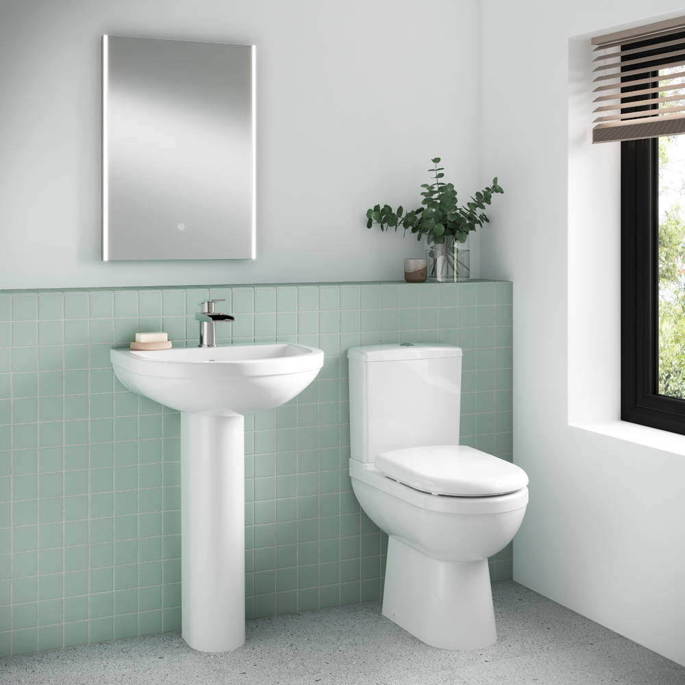 nuie Ivo 1 Tap Hole White Basin and Pedestal 550mm Image 2