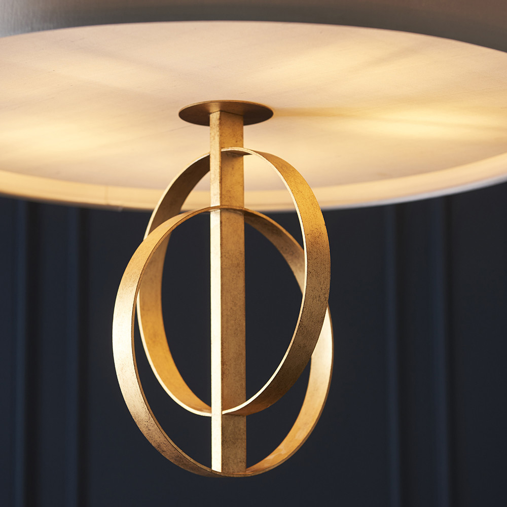 Merano Trento Antique Gold and Mink Satin Fabric 5 Light Pendant Ceiling Light Image 3